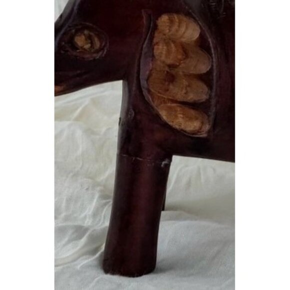 Hand Carved Wood Elephant Folk Art Figurine Decor African Vintage - Picture 4 of 8